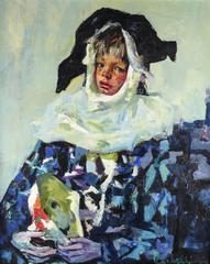 Oil Portrait Painting of a Young Boy Dressed as a Harlequin by Luigi Corbellini