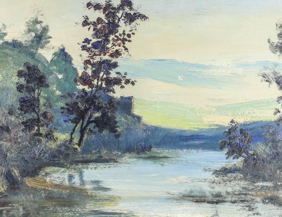 American Oil Landscape Painting with River by Louis Eilshemius