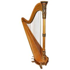 Early 20th Century Hand-Carved Gothic Musical Concert Harp
