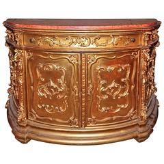 19th Century Italian Gilded Marble Top Buffet