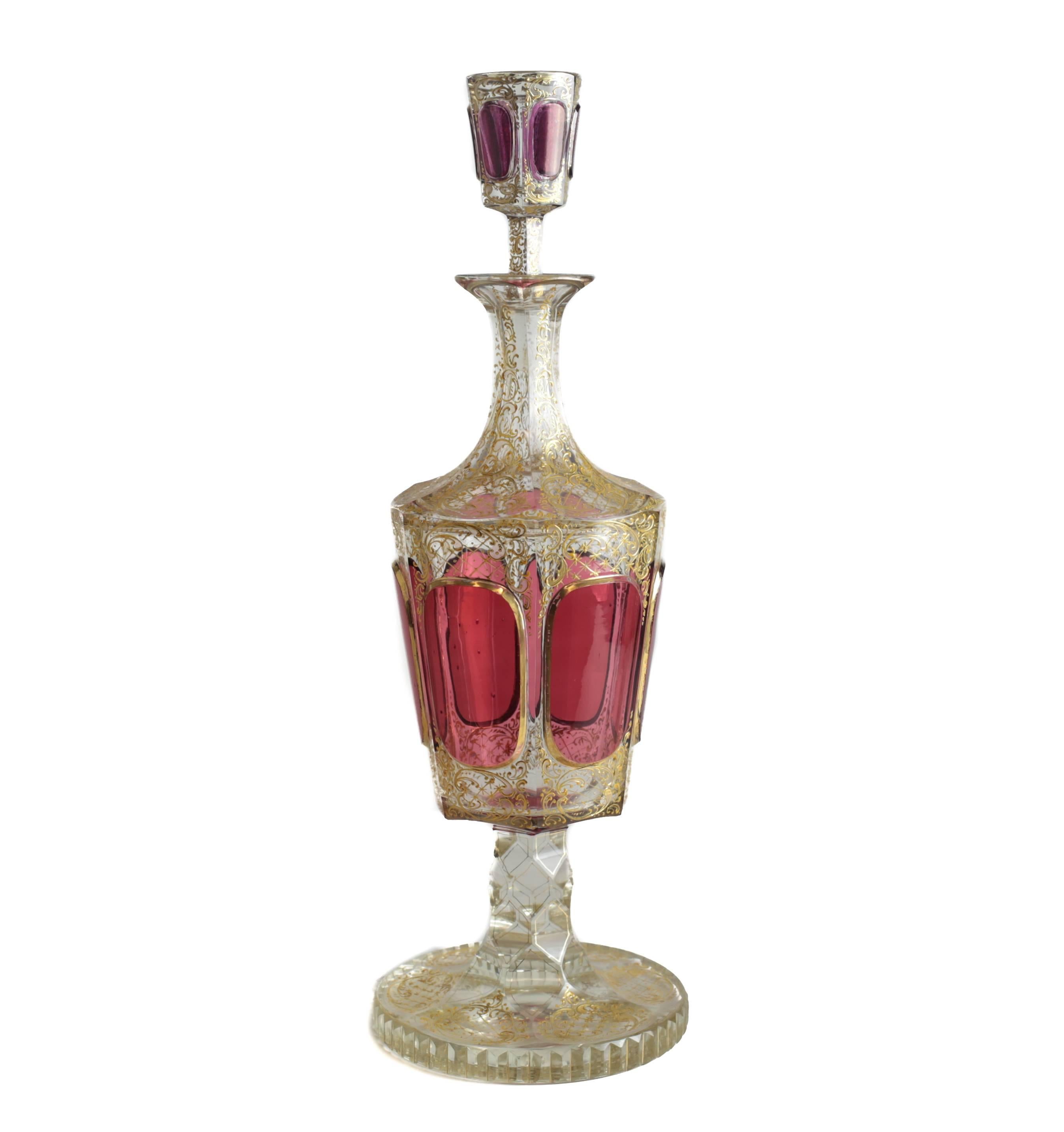 Austrian 19th Century Red Cabochon Liquor Service by Moser