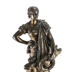19th Century Bronze Sculpture of a Lady with Champleve Enamel Base