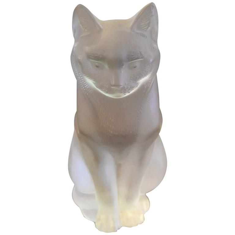 Lalique Chat Assis Seated Glass Cat For Sale At 1stdibs