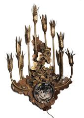 Brass Brutalist Candelabra Wall Sconce by Tom Greene