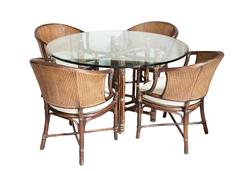 Vintage Bamboo and Rattan Table and Chairs by McGuire