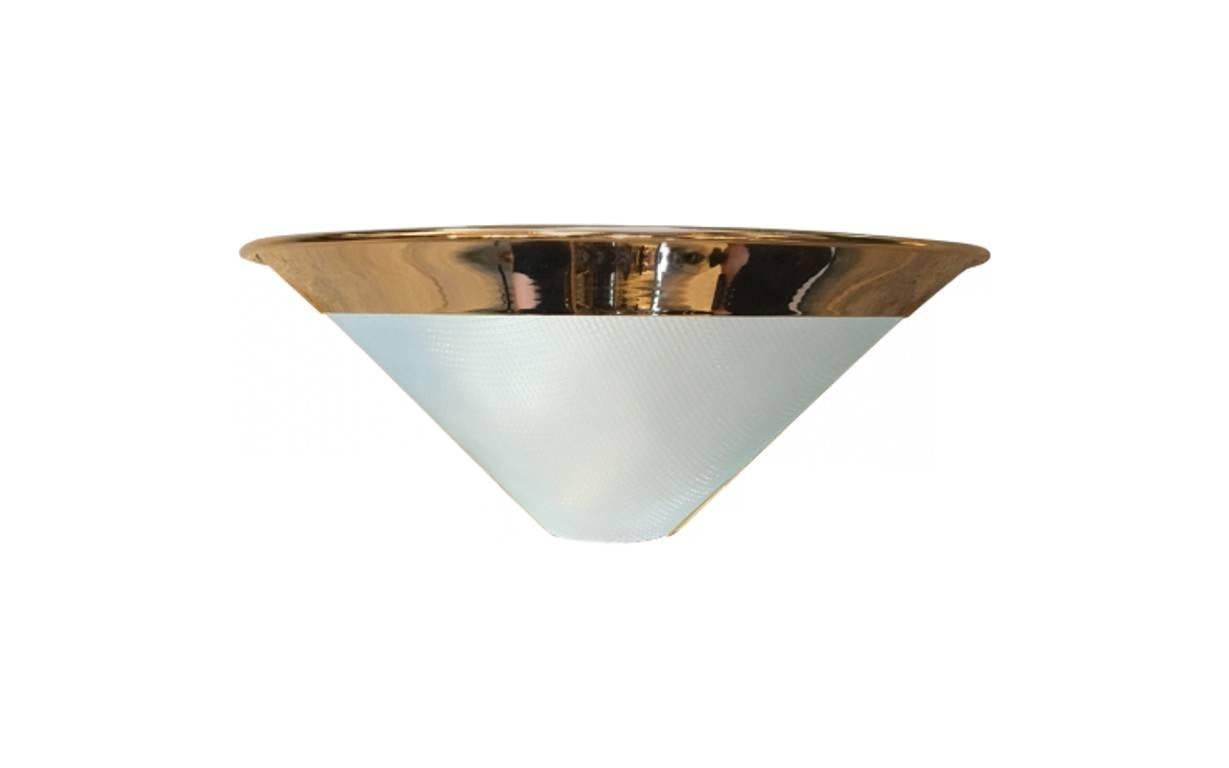 Fontana Arte has long been committed to the customer experience through carefully managing product quality and customer relationship. Modern brass and regawall sconces in excellent used condition.