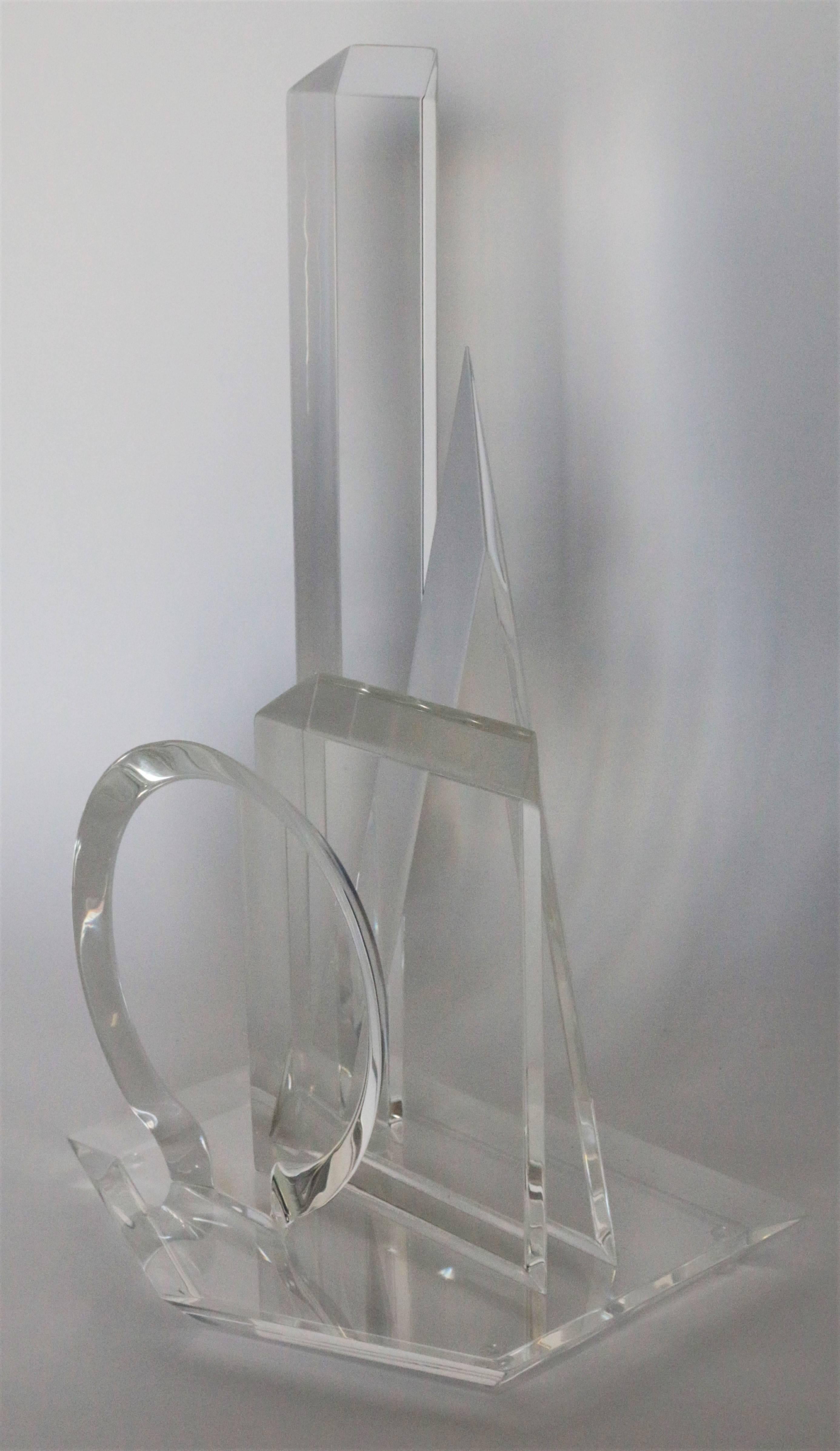 Hand-Crafted Modern Van Teal Lucite Shape Sculpture