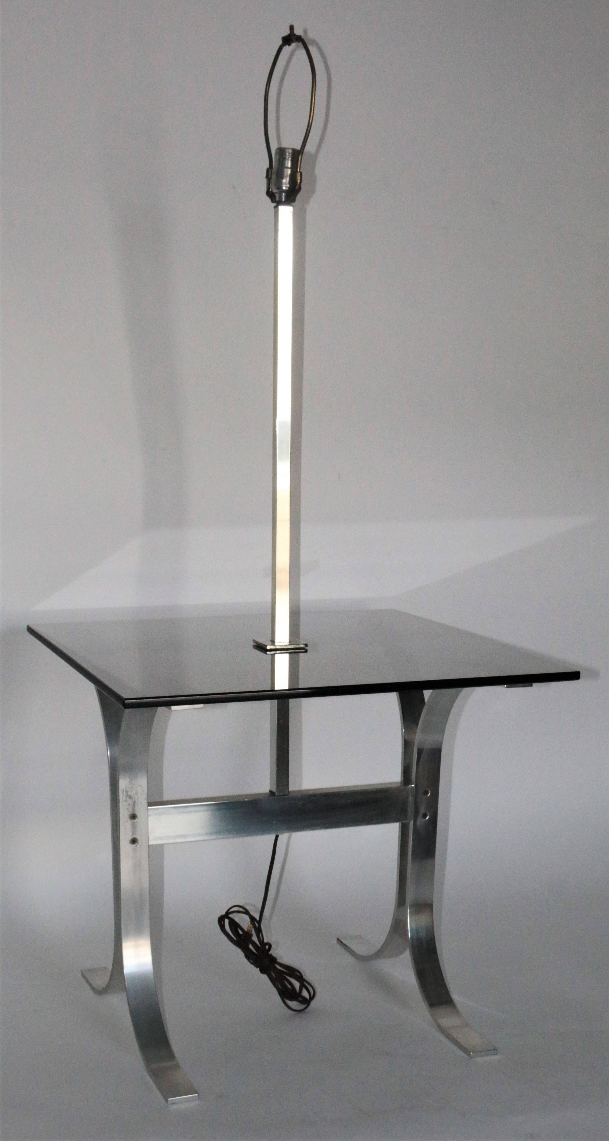 Polychromed Mid-Century Modern Side Table with Built in Lamp For Sale