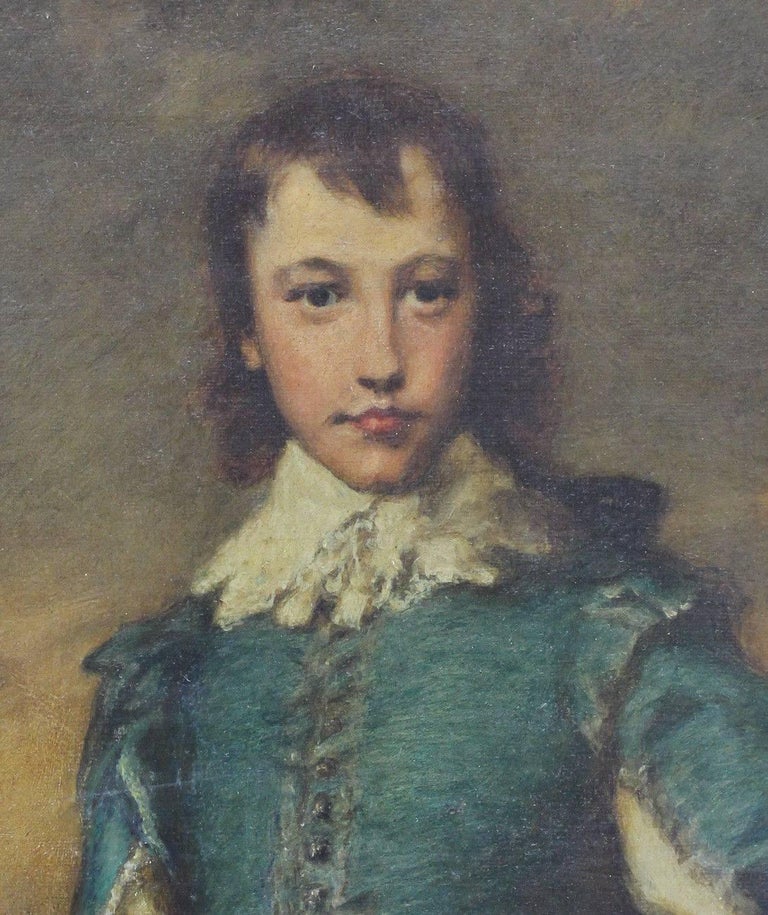 Oil Painting Blue Boy after Gainsborough by Robert Crozier For Sale at