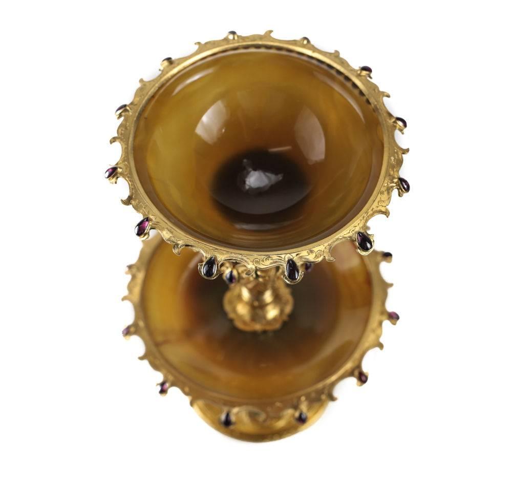 Continental Gilt Silver and Agate Mounted Tazza In Good Condition For Sale In Pasadena, CA