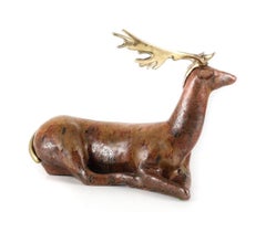 Ceramic and Bronze Deer Sculpture by Loet Vanderveen