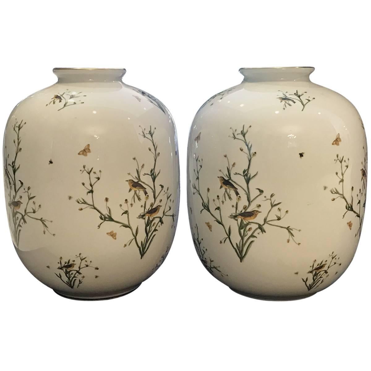 Pair of Rosenthal German Porcelain Ovoid Vases For Sale