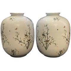 Antique Pair of Rosenthal German Porcelain Ovoid Vases