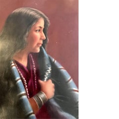 Native American Antique Porcelain Plaque of Woman