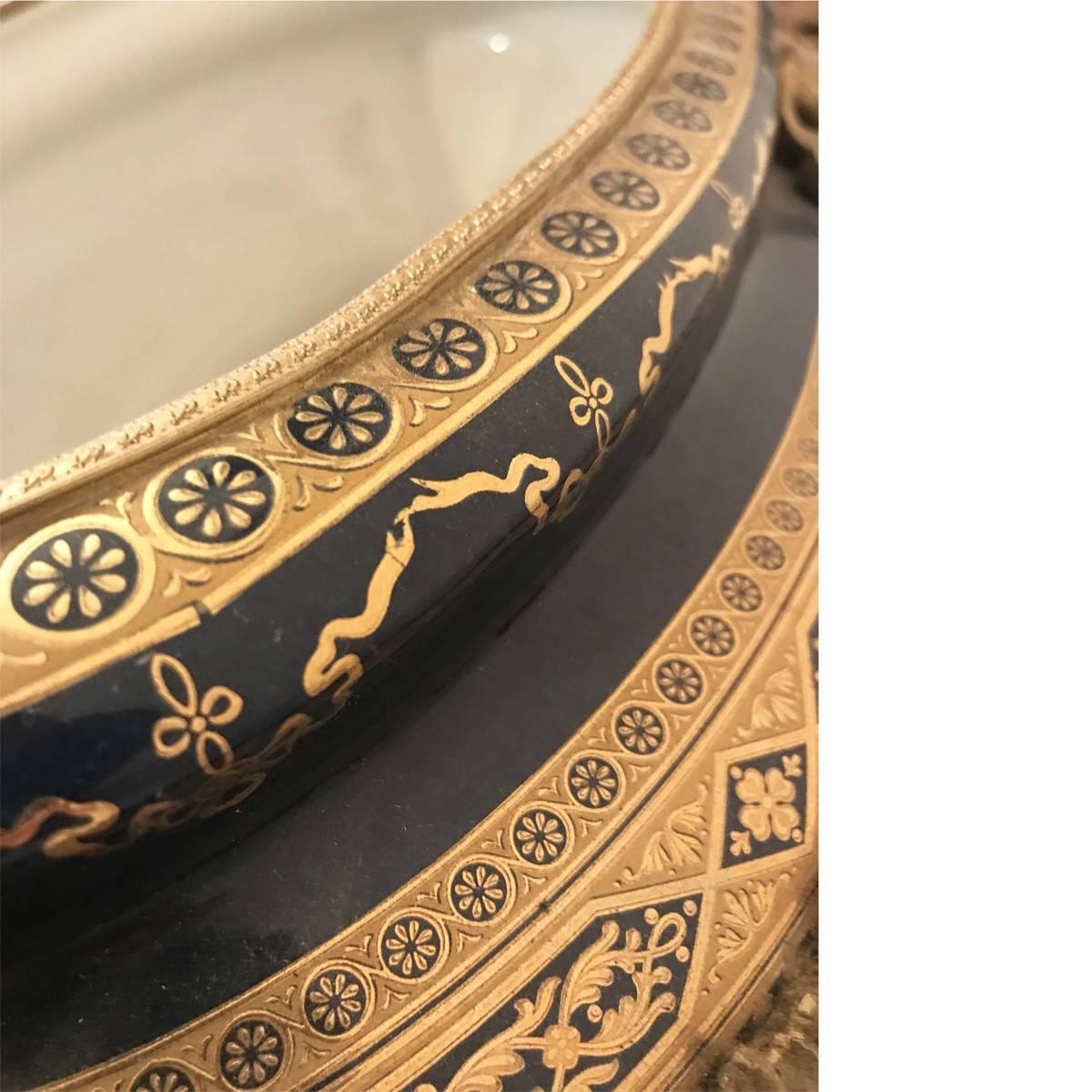 Louis XVI Style Gilt Bronze-Mounted Porcelain Centre Bowl In Excellent Condition In Pasadena, CA