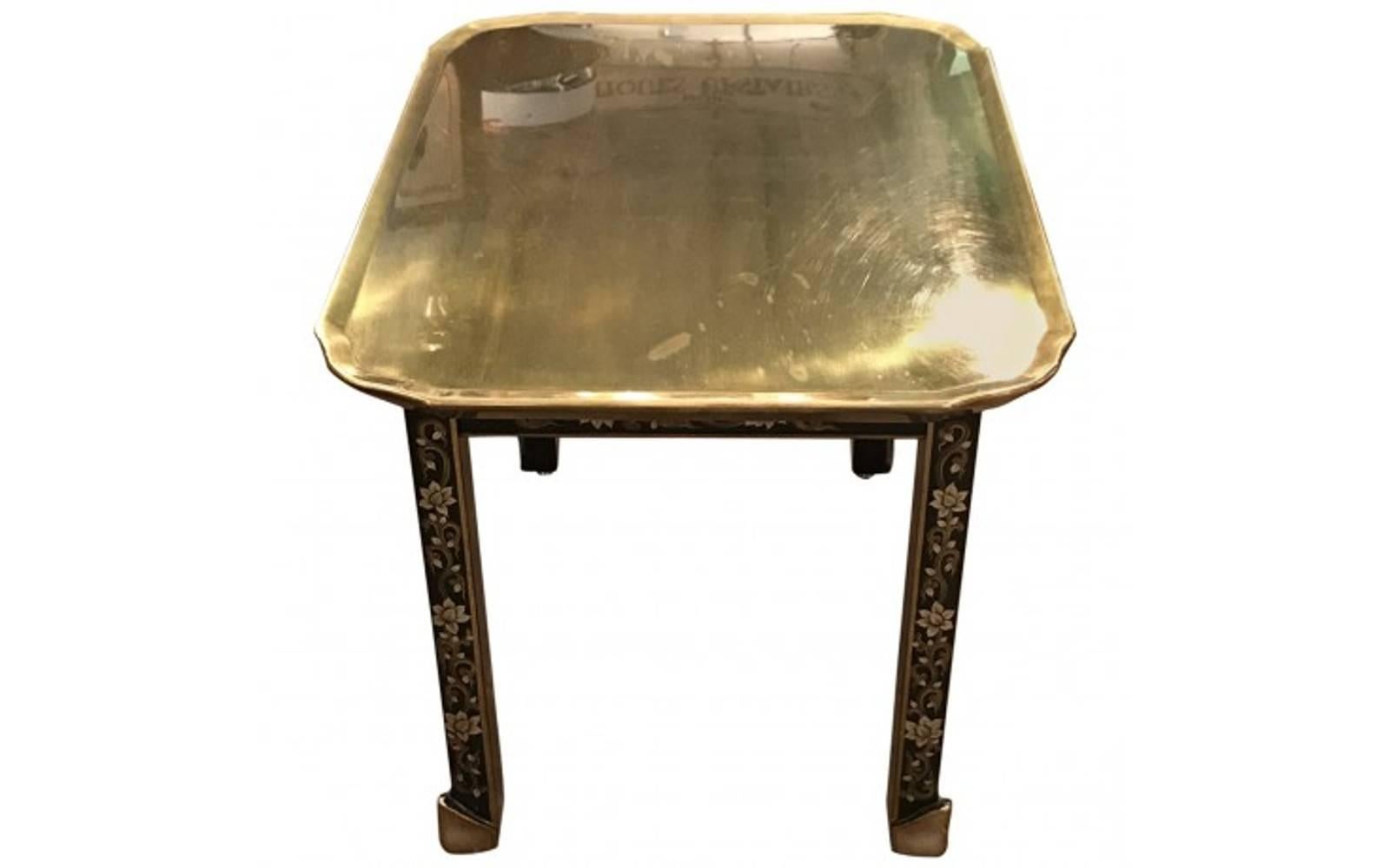 Other Baker 1950s Brass Top Foliate Side Table