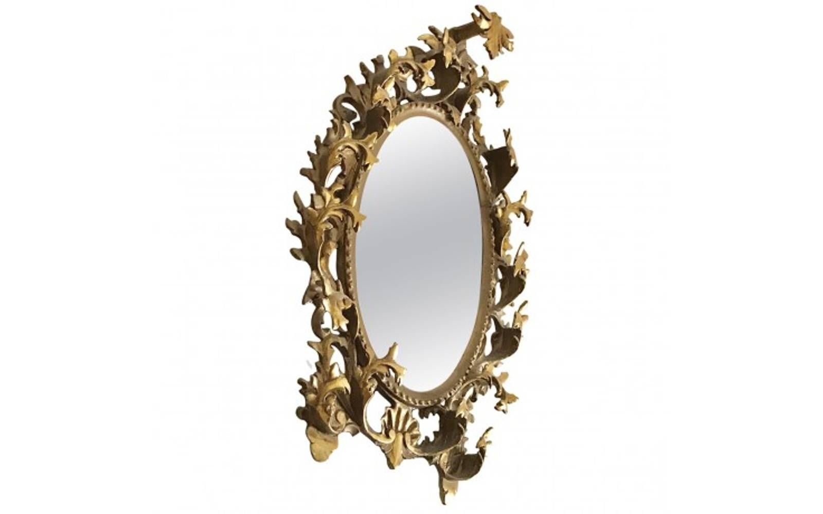 19th Century Florentine Monumental Pair Florentine Rococo Style Giltwood and Gesso Mirrors For Sale