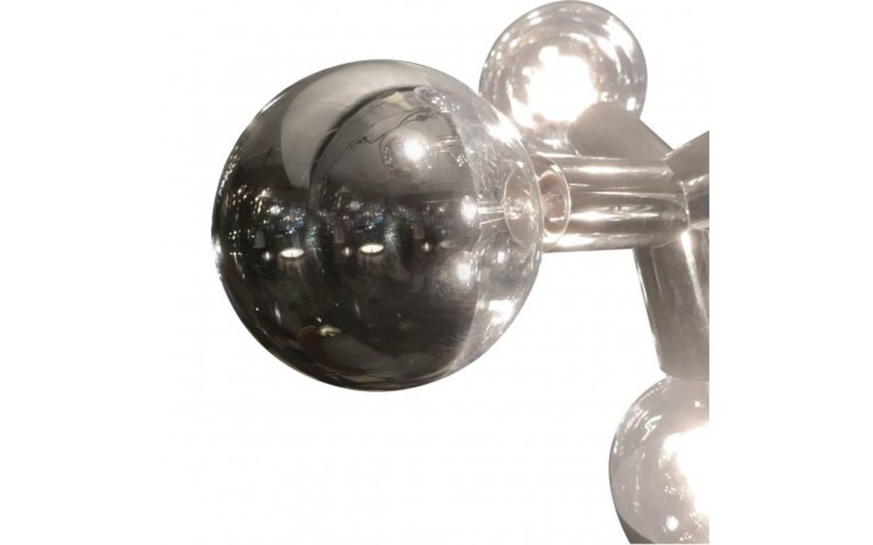 J.T. Kalmar Atomic Molecule  Modern Midcentury Chrome Chandelier In Excellent Condition In Pasadena, CA