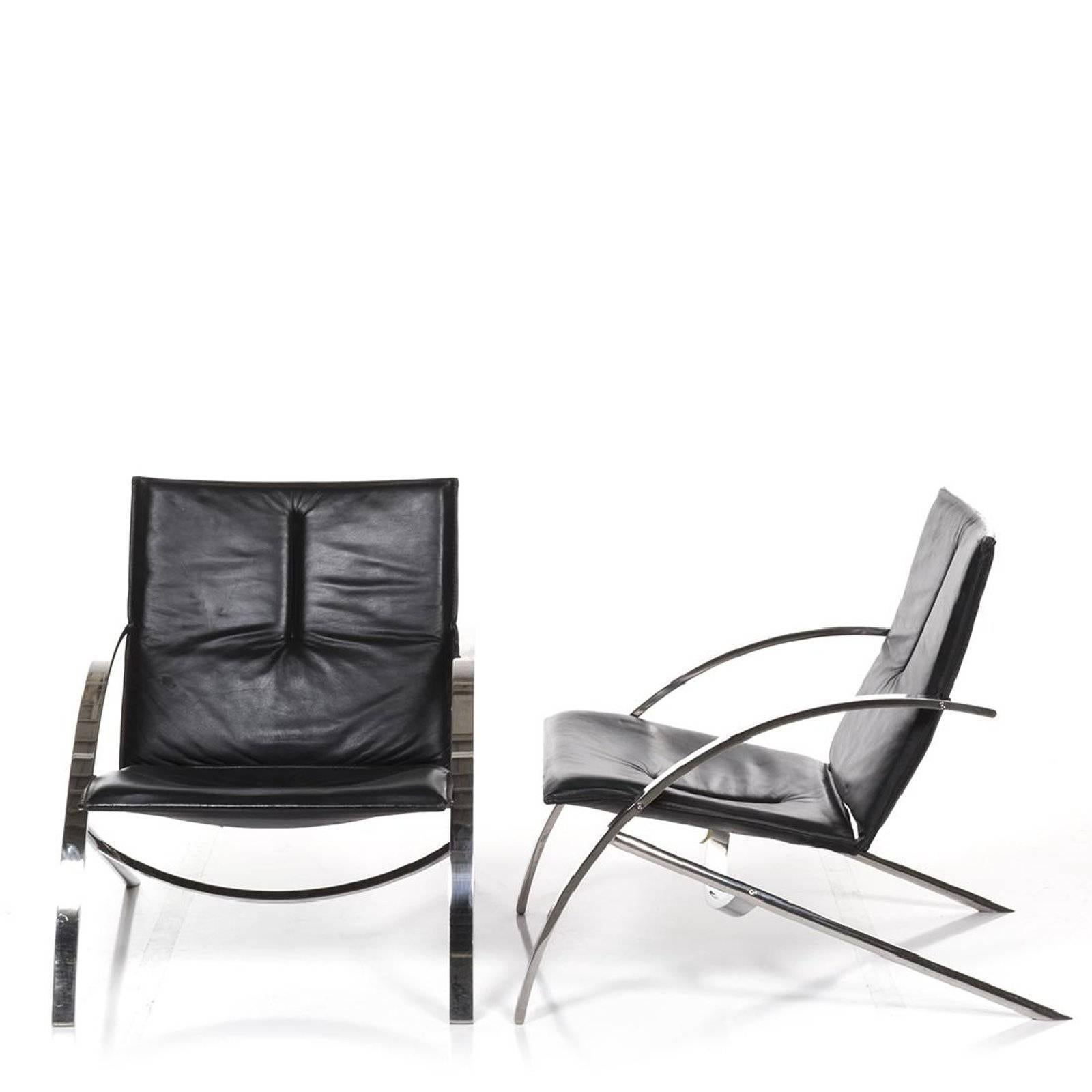 Modern Paul Tuttle Arco Pair of Lounge Chairs for Strassle