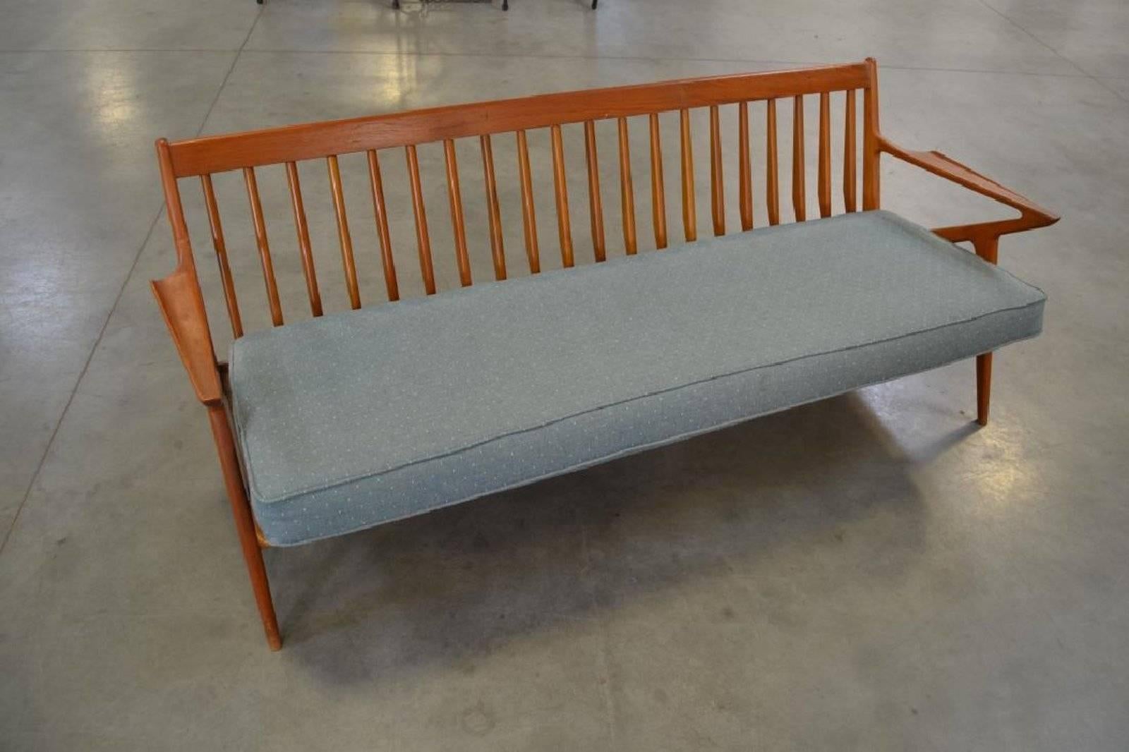Signed Selig with the metal tag.
Poul Jenson Danish teak Z sofa by Selig. 
69 long.