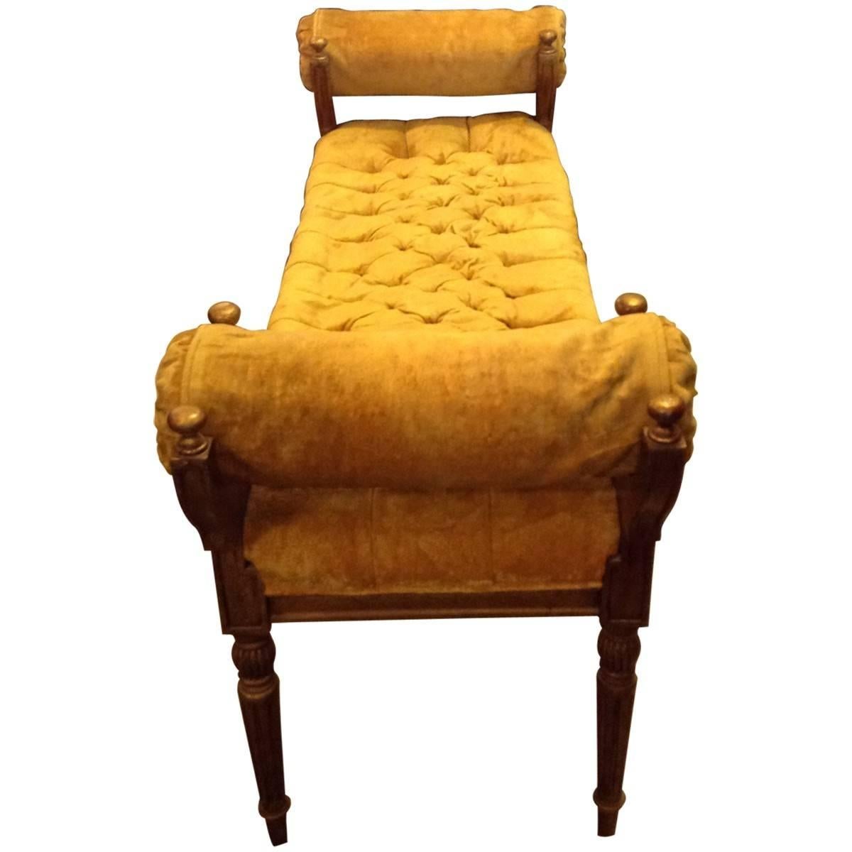 Traditional furniture is perfect for home designers looking to create a comfortable and timeless sophistication in their households. Plush seating with a sophisticated spin, this tightly upholstered bench is clad in honeydew velvet and features a