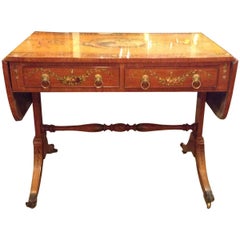 19th Century English Edwardian Hand-Painted Sofa Centre Table Desk
