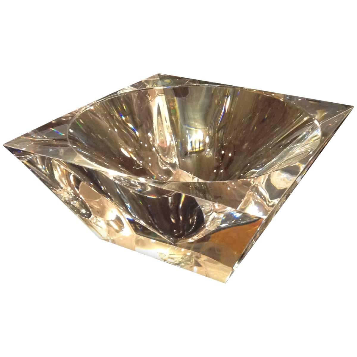 Modernistic Lucite Diamond Bowl For Sale