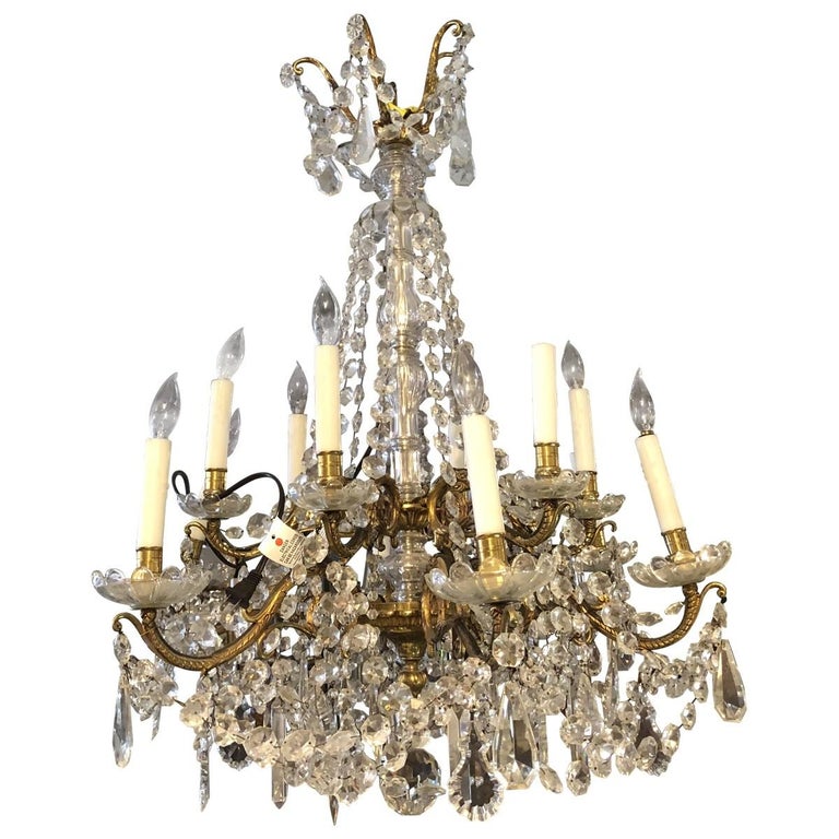 19th Century Baccarat 2 Light Crystal And Bronze Chandelier For 19th Century Baccarat 2 Light Crystal And Bronze Chandelier For