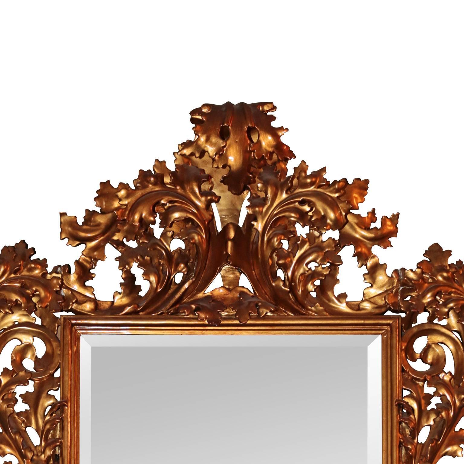 Beveled 19th Century, French Gilded Rococo Wall Mirror