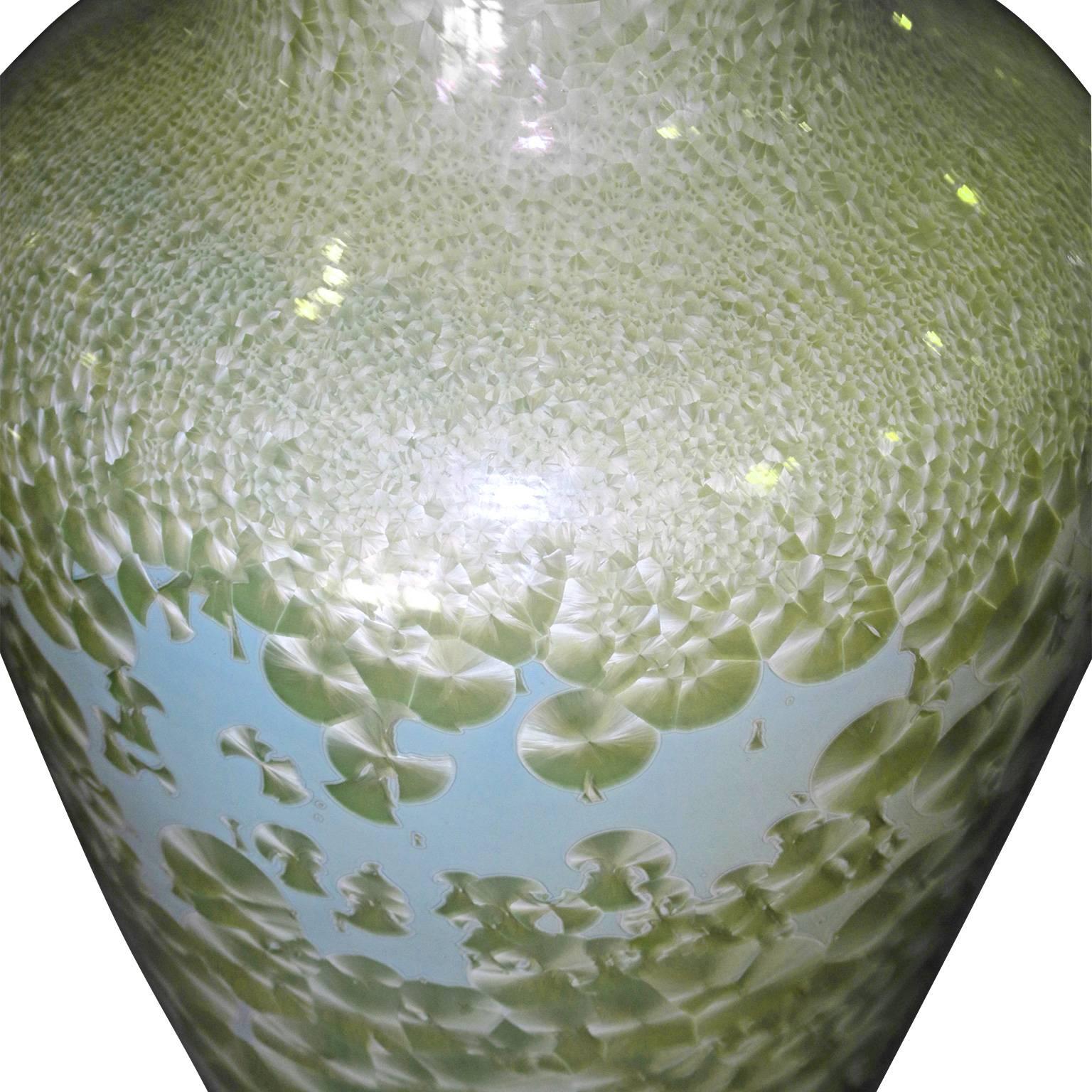 Glazed Set of Three Celadon Porcelain Floor Vases
