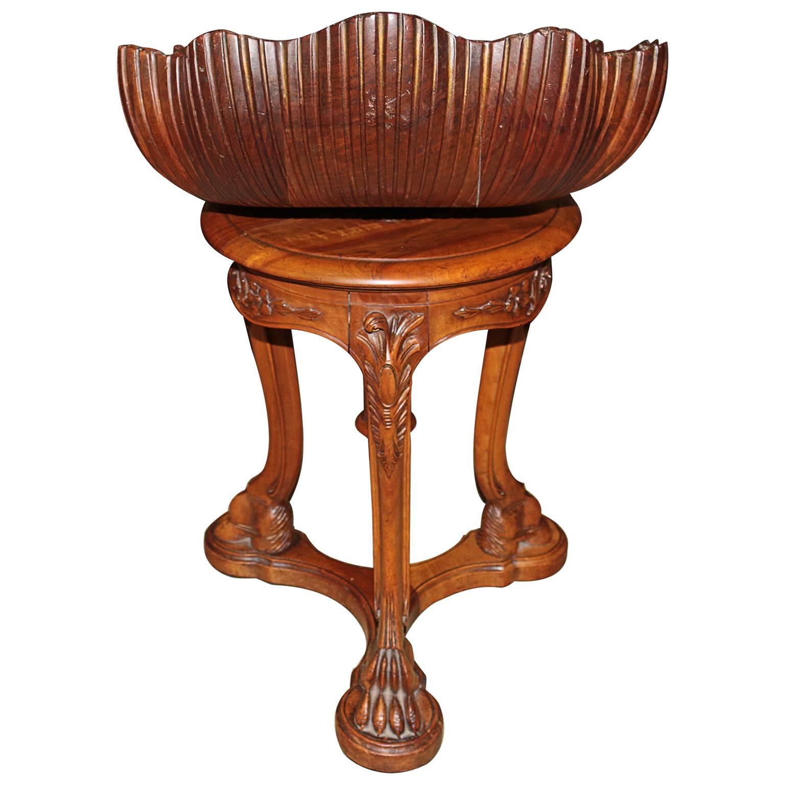 Carved 19th Century Venetian Adjustable Swivel Stool Tri-Pod