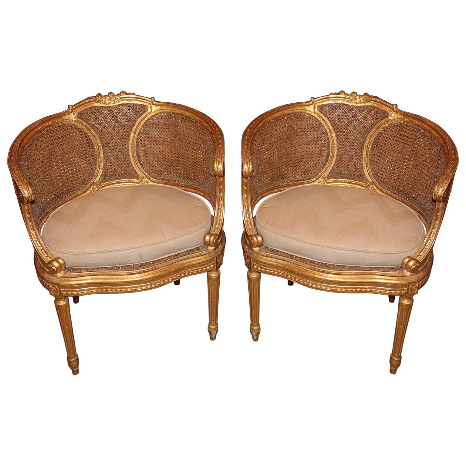 Louis XV Set of Six 19th Century Carved French Salon Suite with Gilt Wood