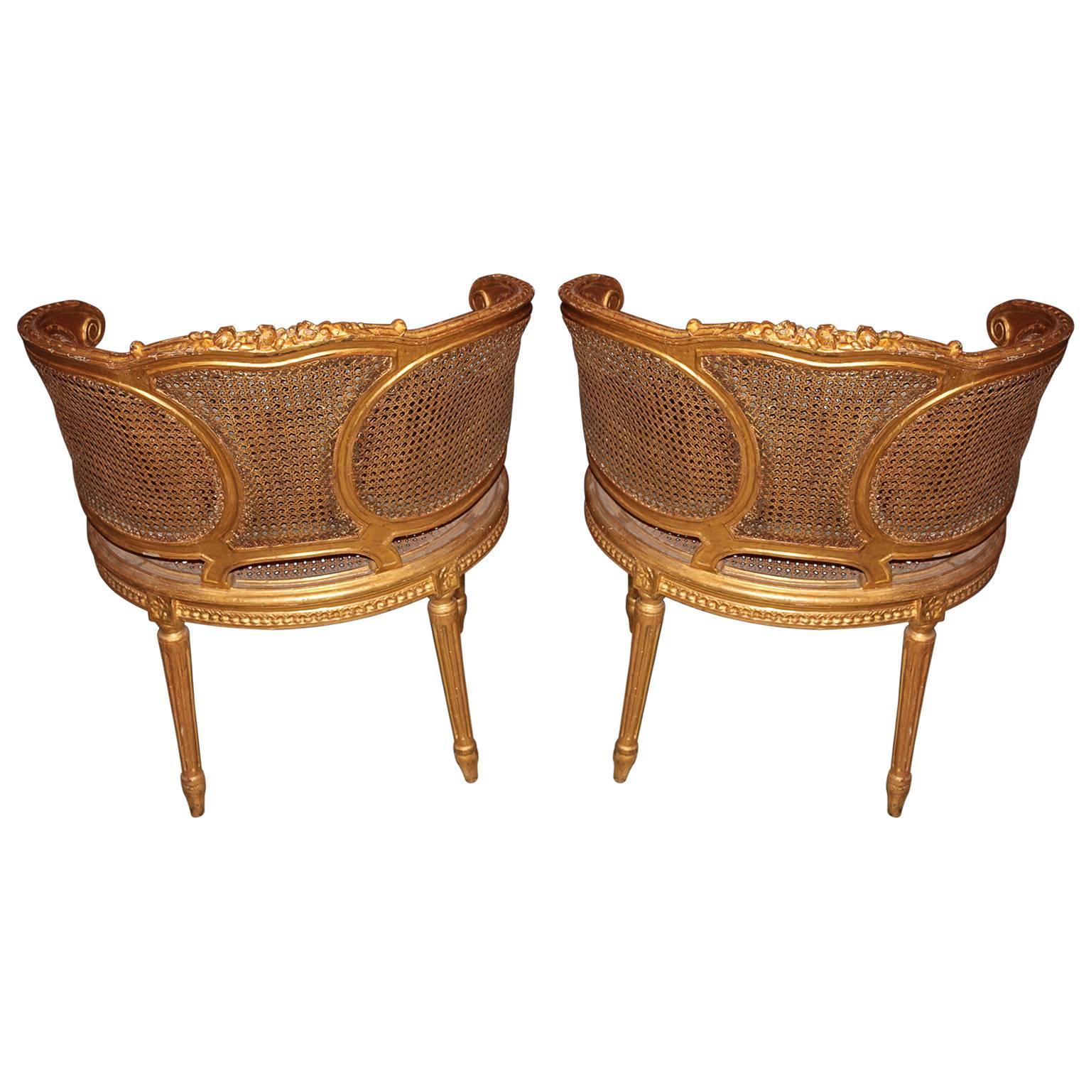 Set of Six 19th Century Carved French Salon Suite with Gilt Wood In Excellent Condition In Pasadena, CA