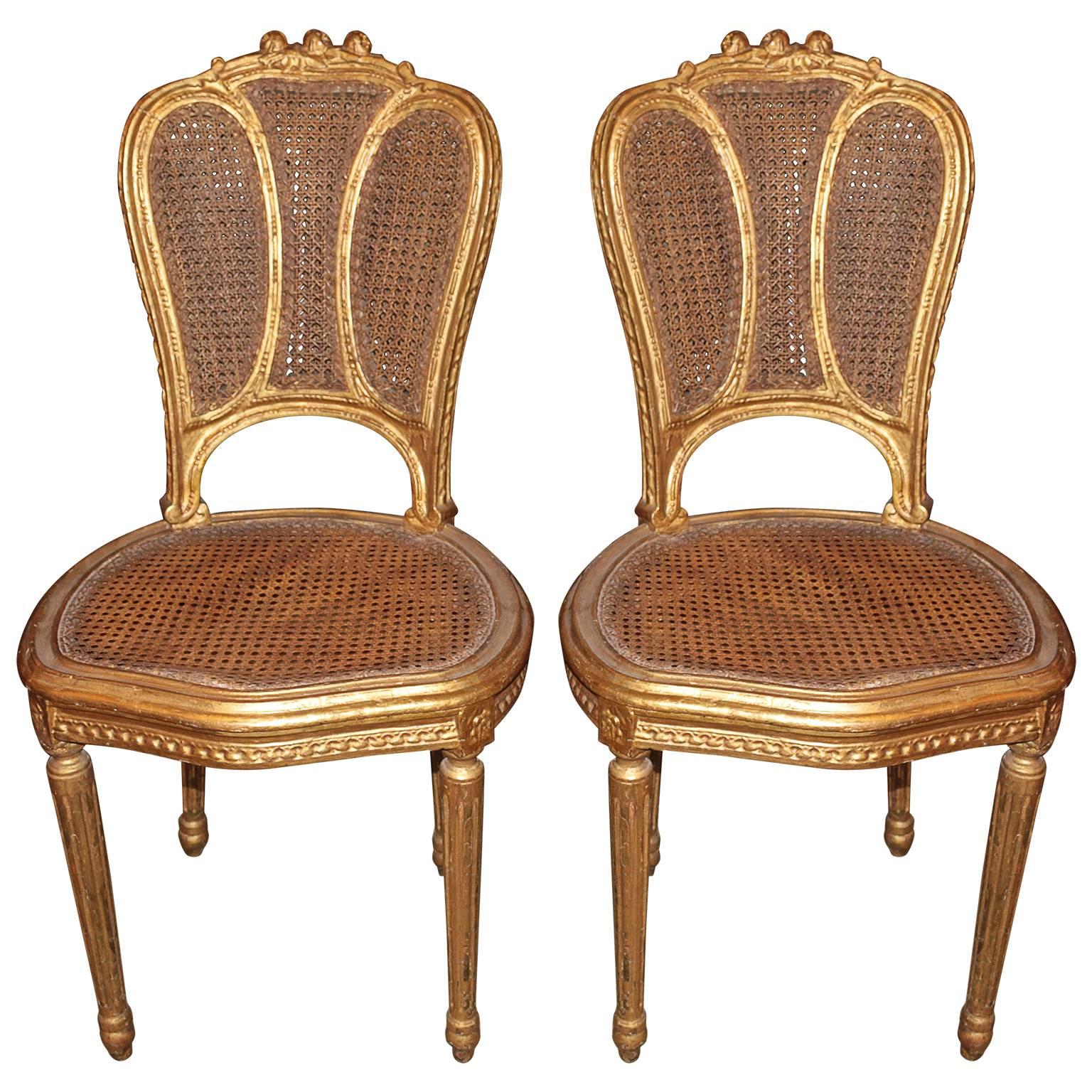 Set of Six 19th Century Carved French Salon Suite with Gilt Wood 2