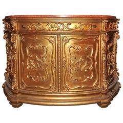 19th Century Italian Gilded Marble Top Buffet