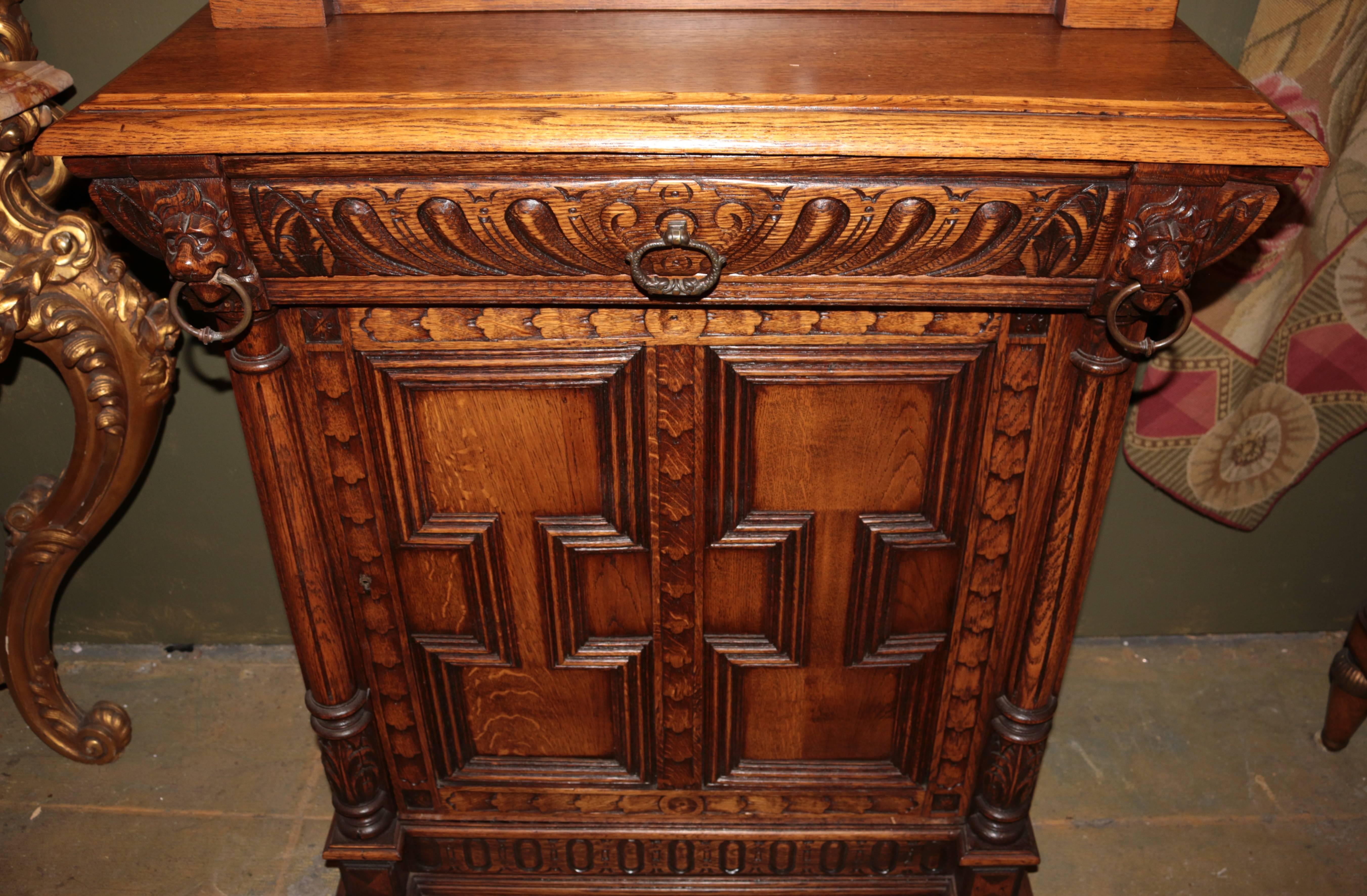 19th Century Dual Level Hand-Carved Book Case In Excellent Condition In Pasadena, CA