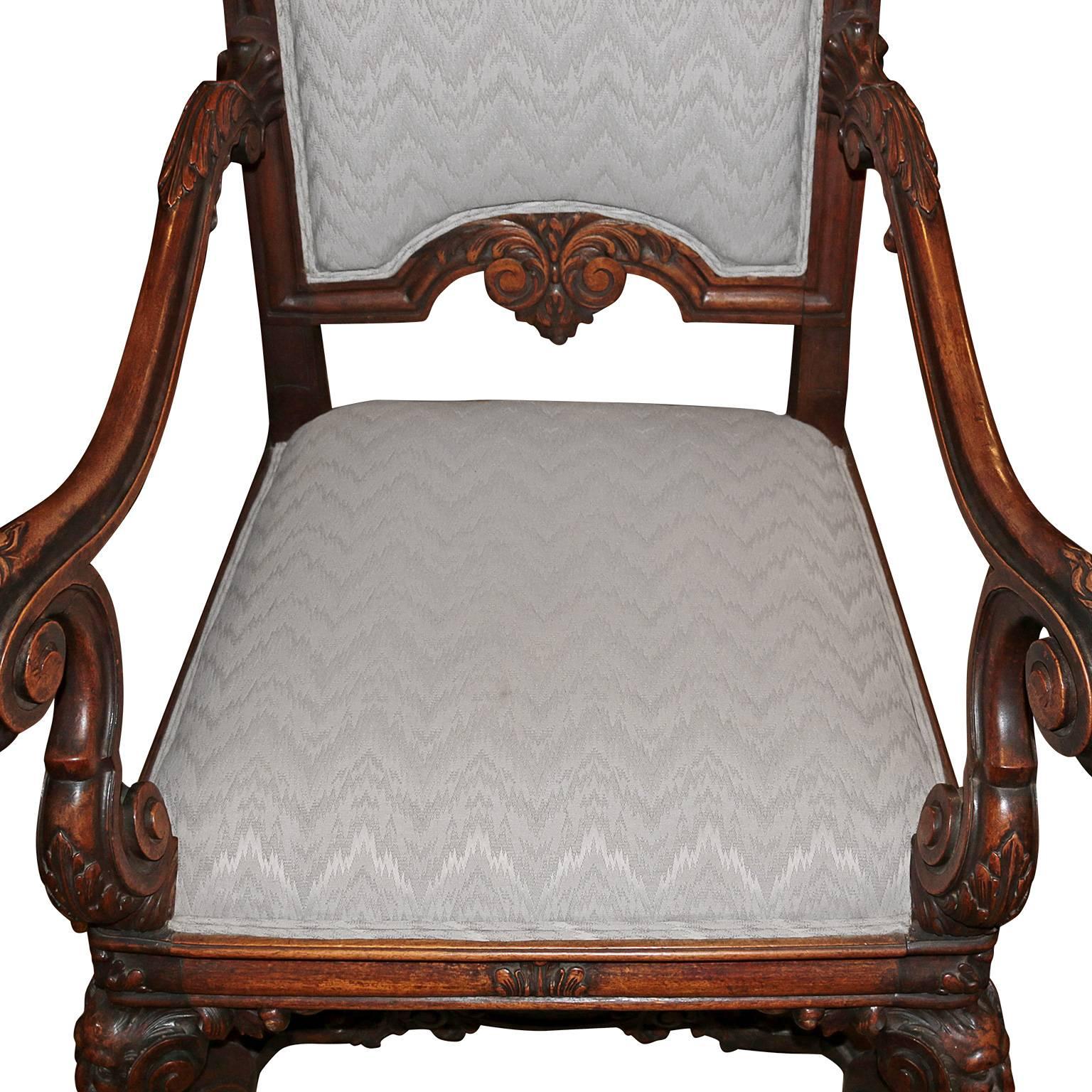 Spanish Hand-Carved Kings Chair with 24-karat Gold-Plated Bronze Emblem 1