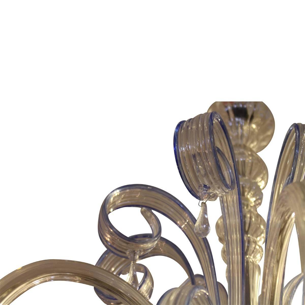 European Venetian Murano Six-Arm Glass Chandelier