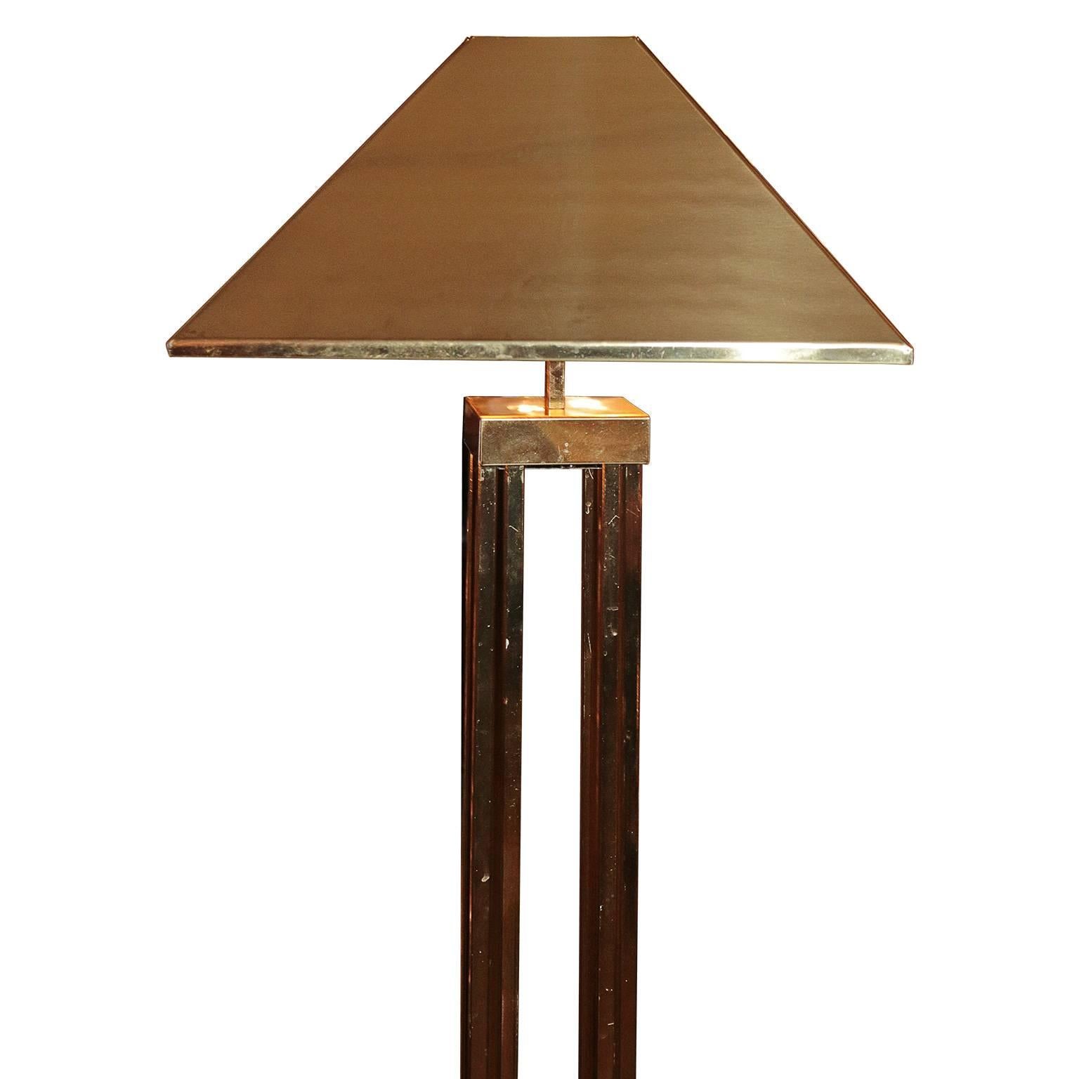 This amazing Curtis Jere floor lamp is a great addition to any collection. The body of this lamp is made of a brass and follows throughout the entire build. This item is signed and dated in two key areas. The first signature is located to the inner