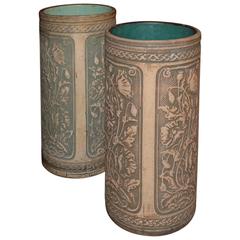 19th Century Pottery Hand Molded Vases