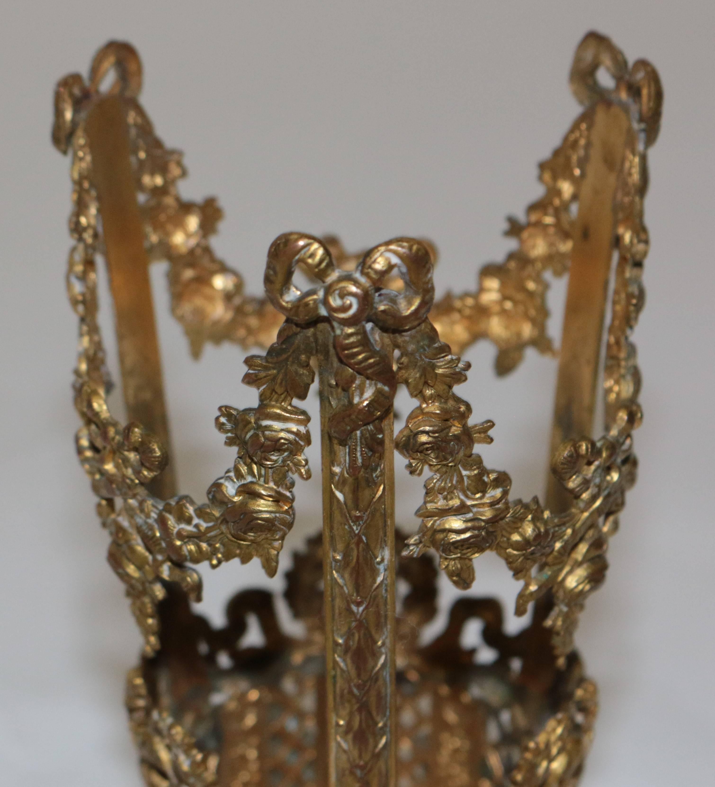 19th Century French Etched Glass Ormolu Metal 4