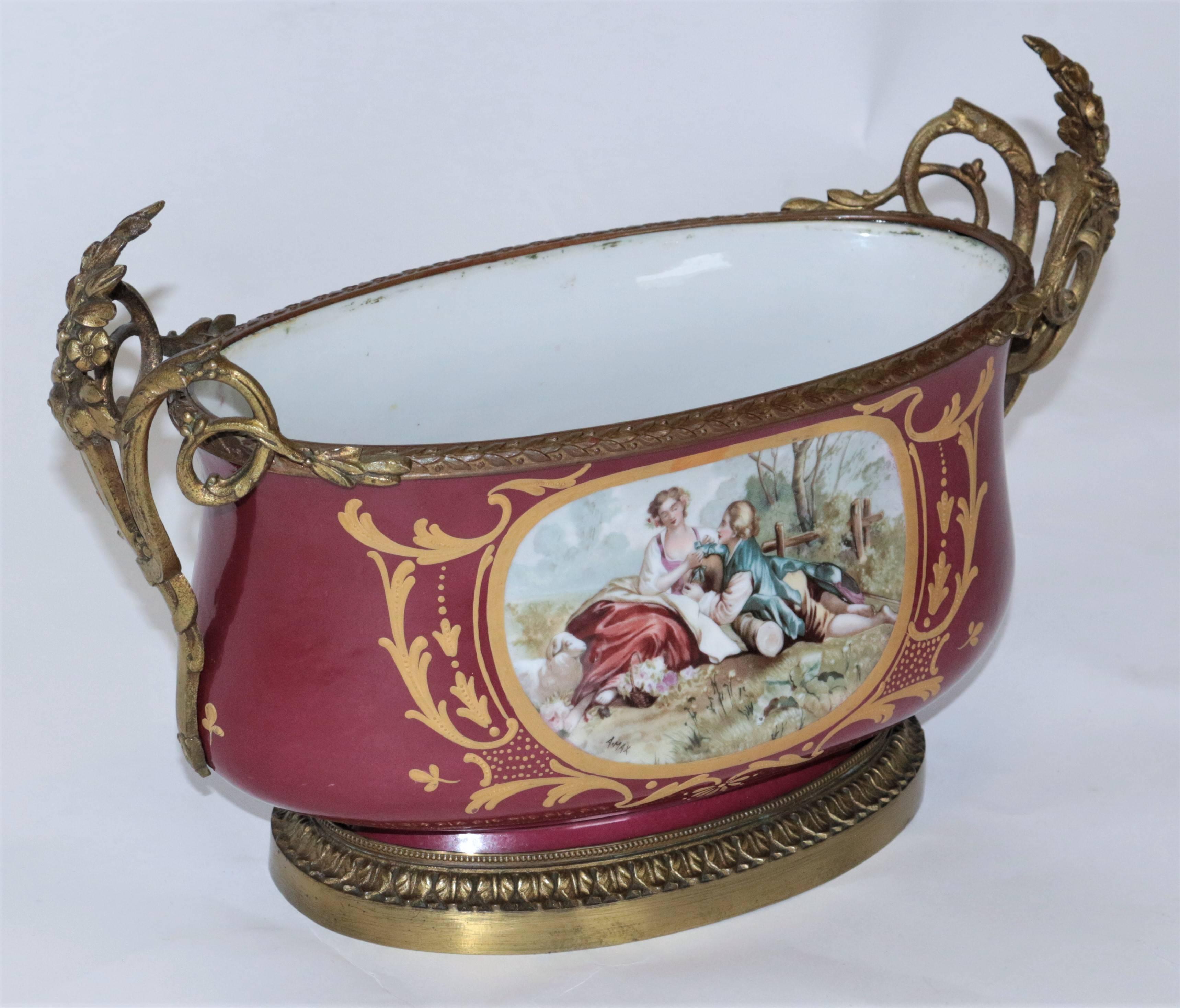 Other 19th Century Sevres Porcelain Bronze Handle Center Piece