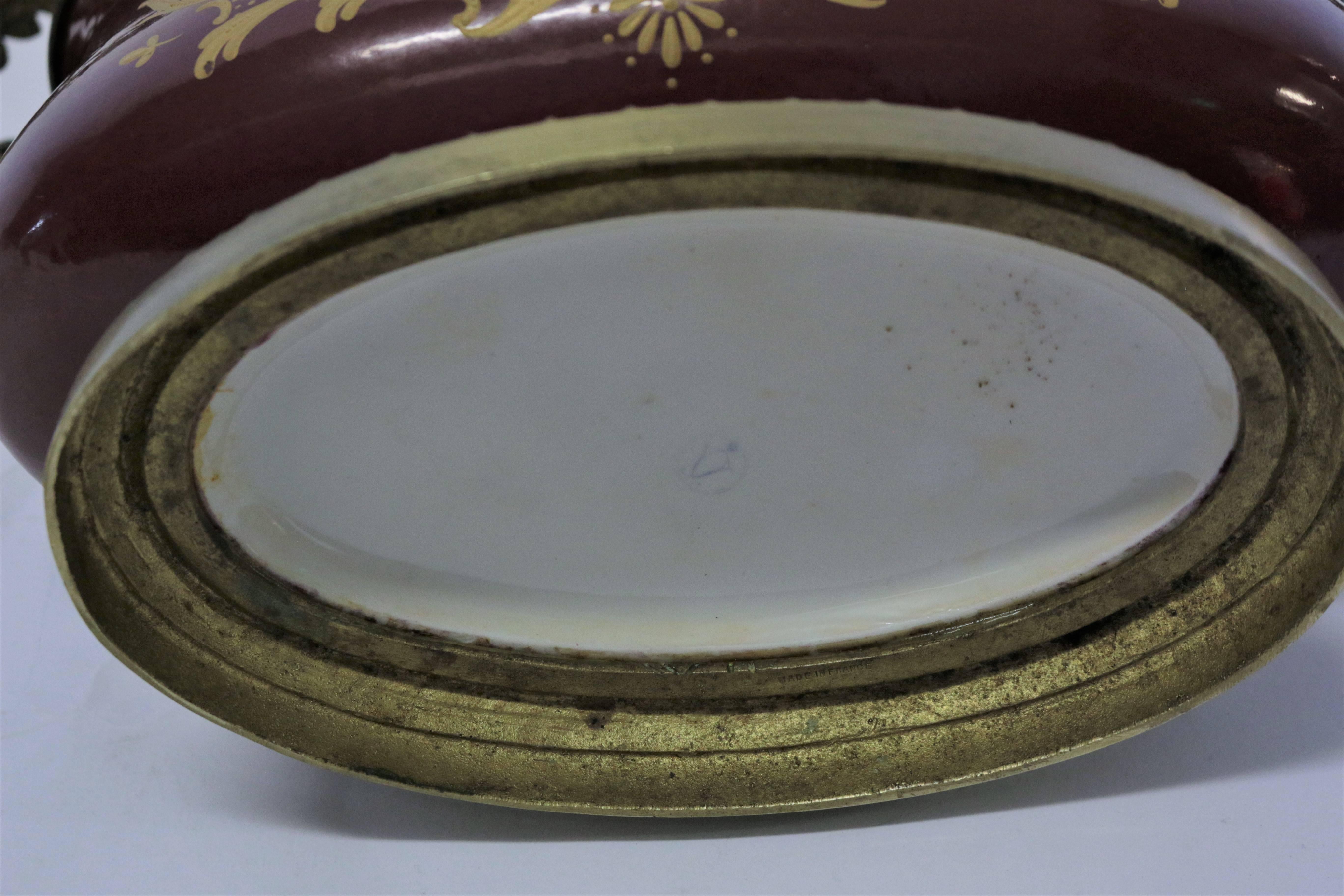 19th Century Sevres Porcelain Bronze Handle Center Piece 3