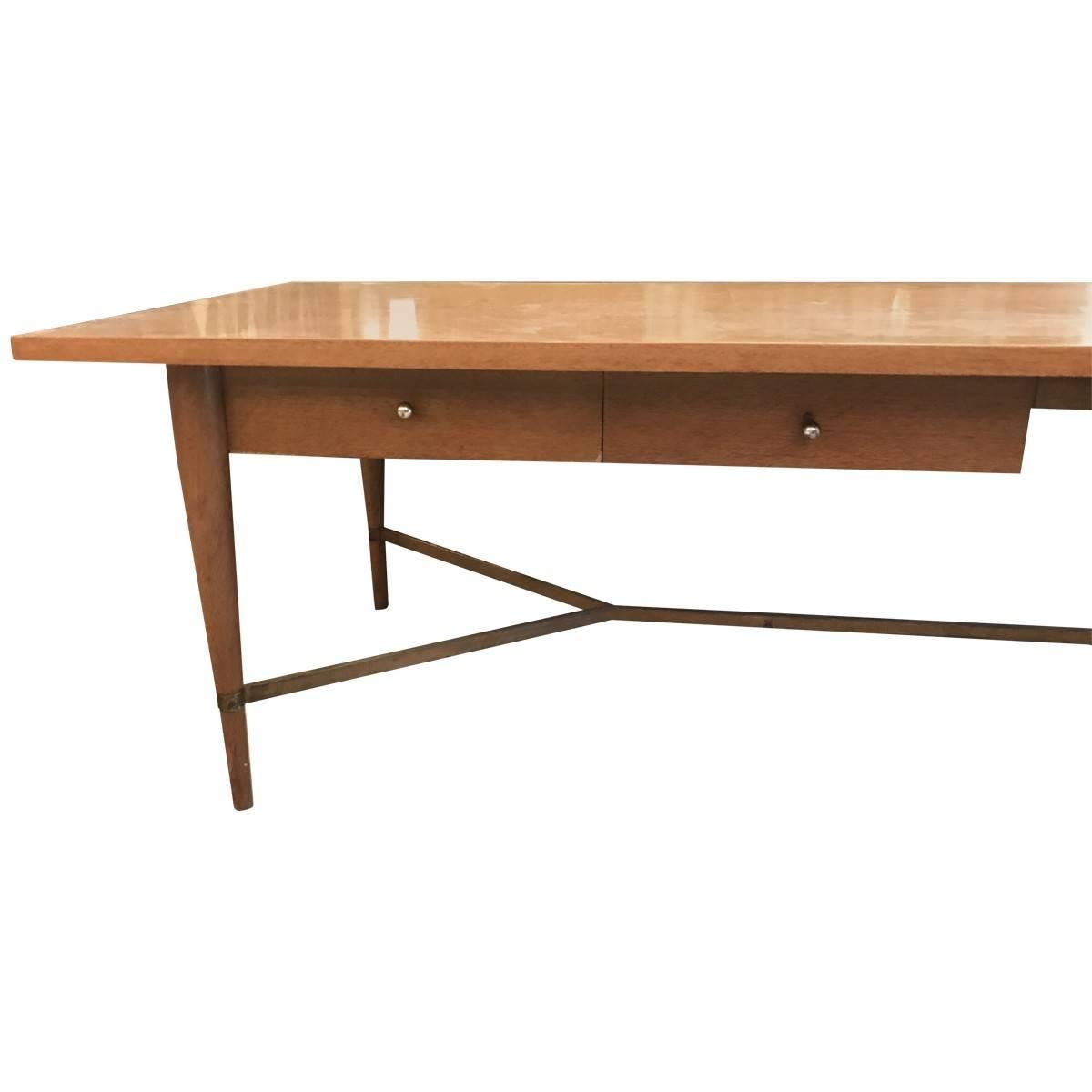 American Paul McCobb Mid-Century Mahogany and Brass Cocktail Table