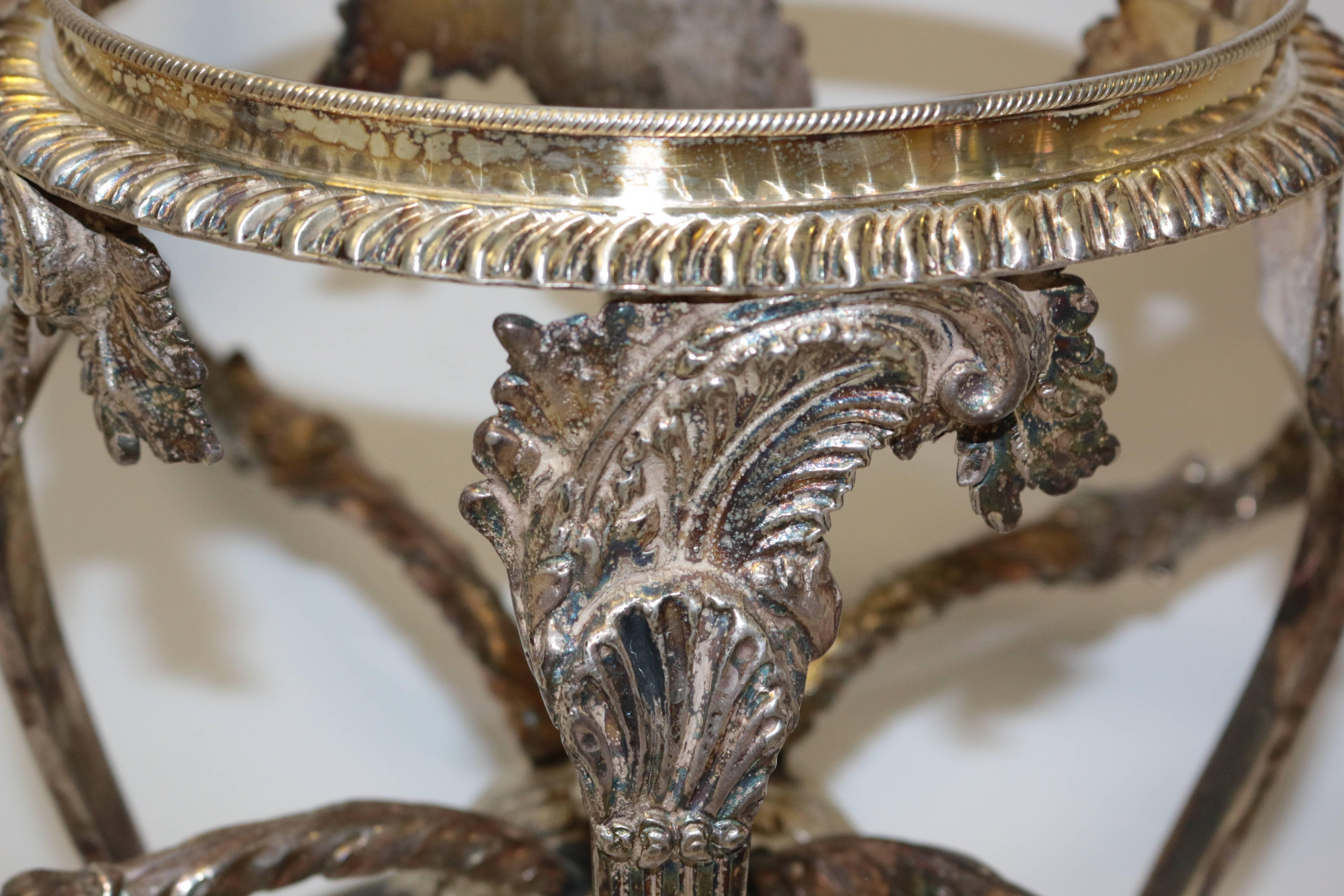 Silver Plated Centrepiece with Four Arms in Bohemian Cut Crystal 2