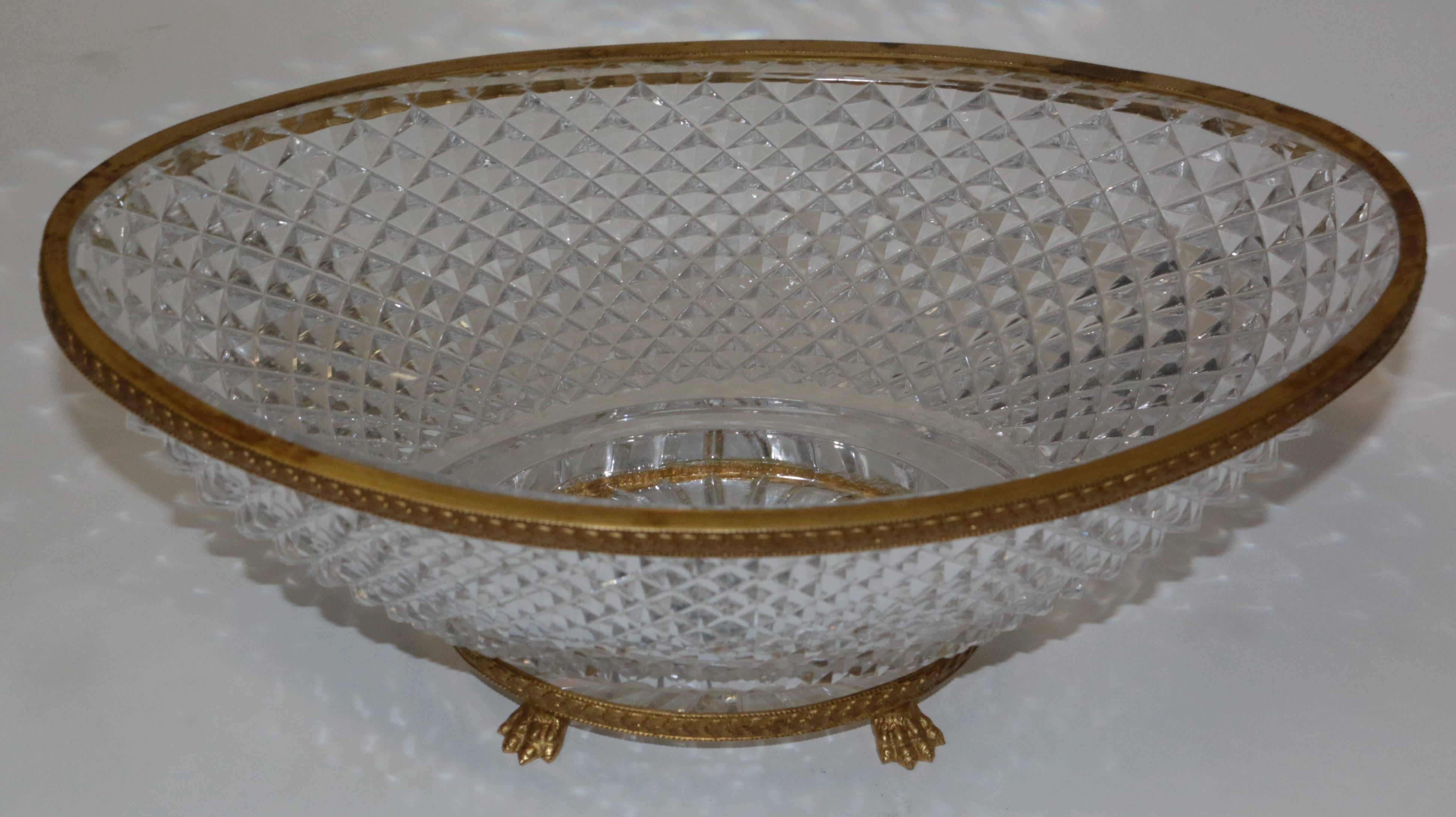 Other 19th Century Baccarat Hand Diamond Cut  Crystal and Gilt Bronze Centerpiece