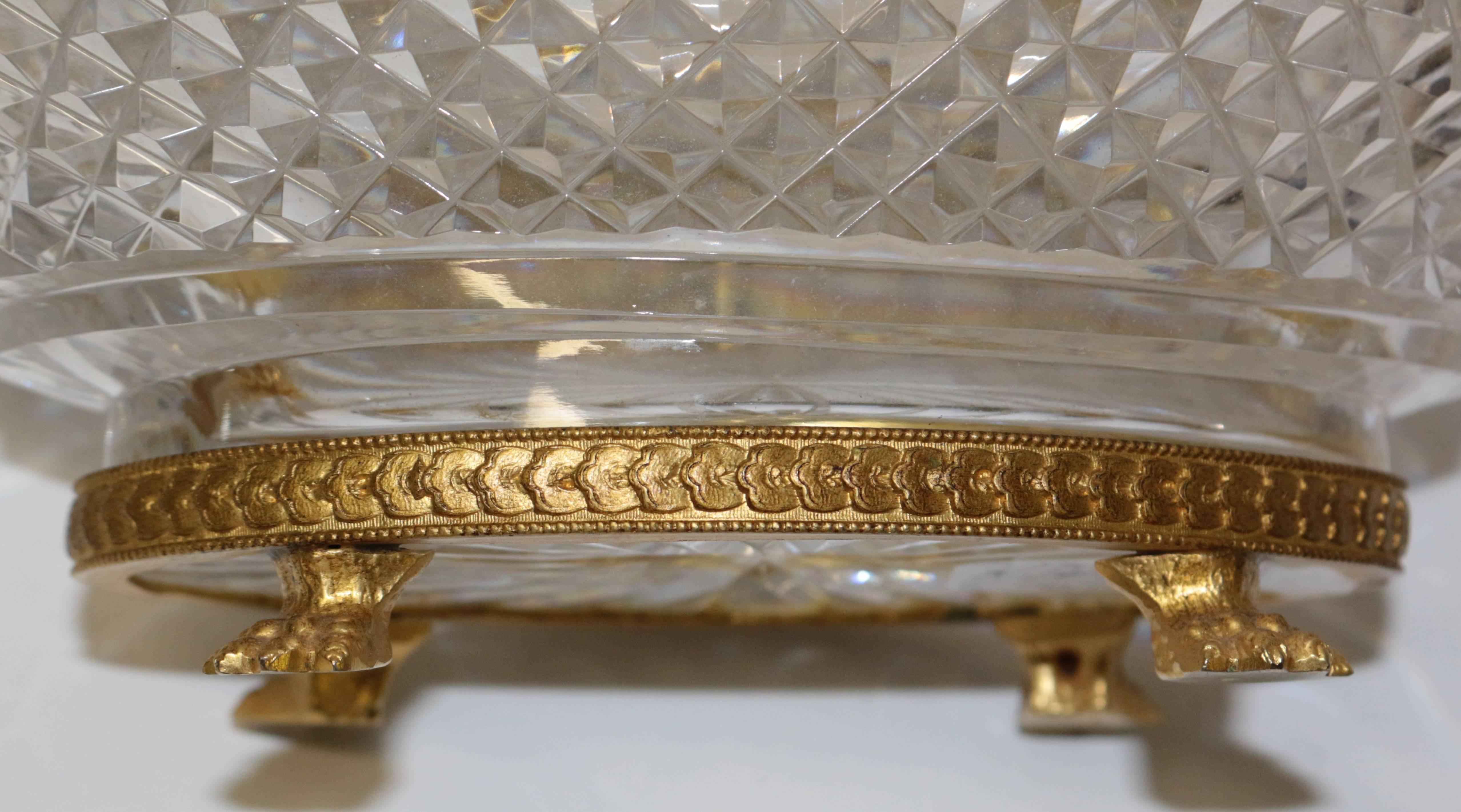 19th Century Baccarat Hand Diamond Cut  Crystal and Gilt Bronze Centerpiece 1