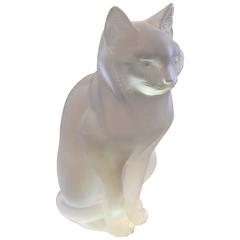 Lalique Chat Assis Seated Glass Cat
