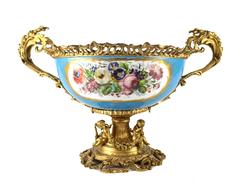 19th Century Sevres Style Porcelain and Gilt Bronze Centerpiece