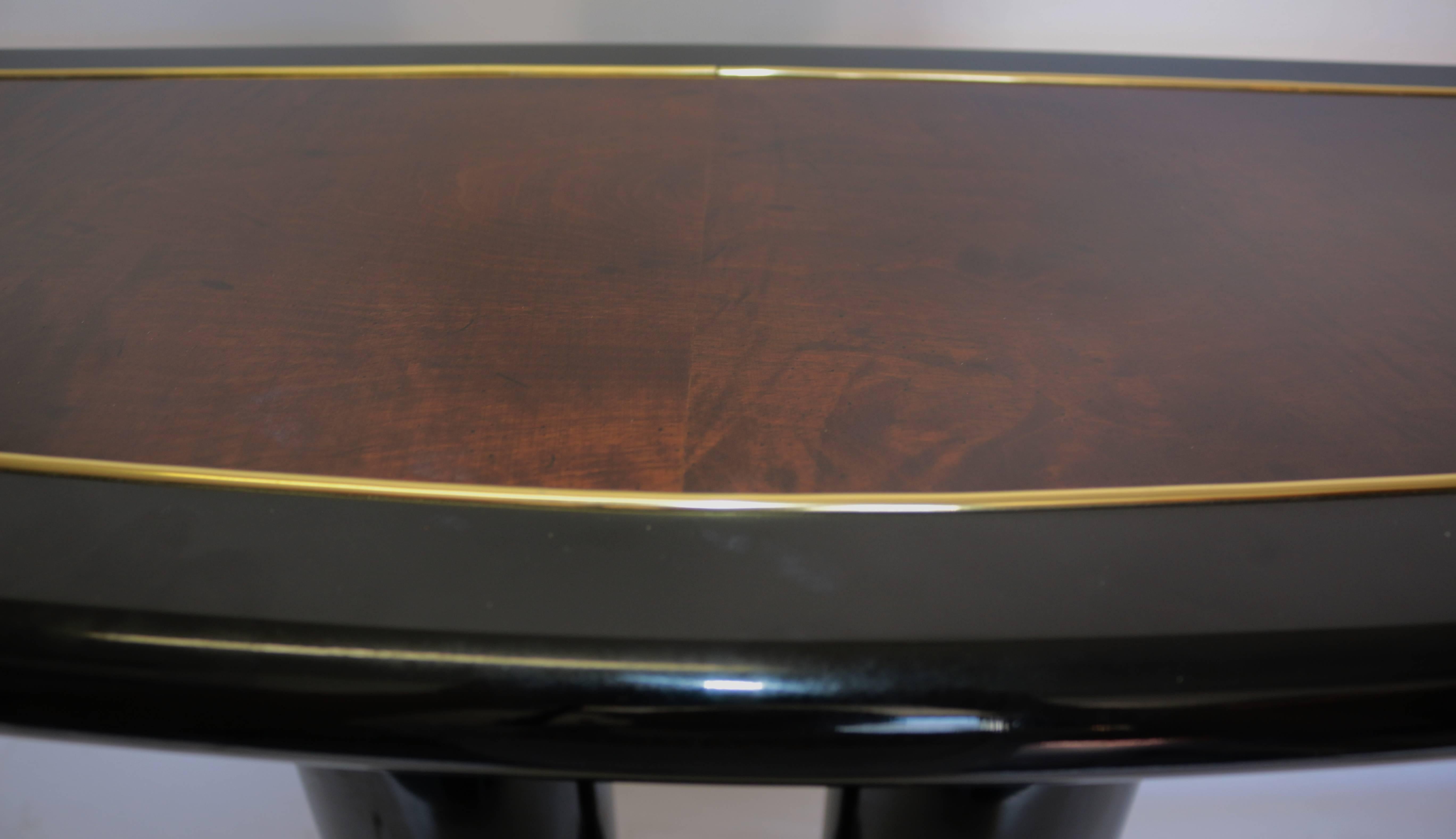 Mid-20th Century Henredon Pedestal Modern Black Lacquer Console Table